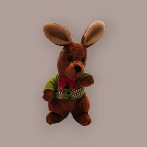 Charming Brown and Green Stuffed Bunny Toy